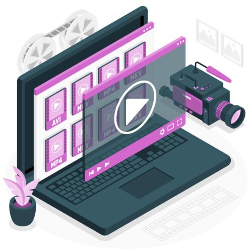 Gráfico de un portátil utilizando aplicaciones de vídeos de inteligencia artificial