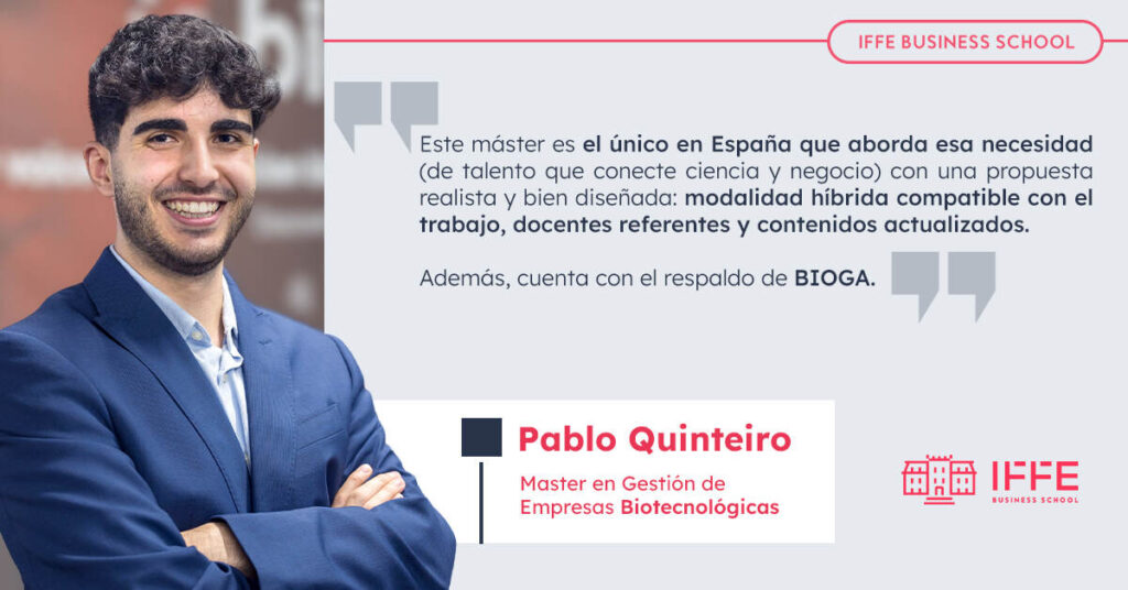 Pablo Quinteiro Bernal cursando el Máster en Gestión de Empresas Biotecnológicas de IFFE Business School